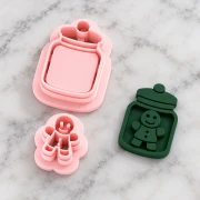 Jar-Shaped Cookie Cutter Set with Gingerbread Made from Biodegradable Polymer - Beige x2