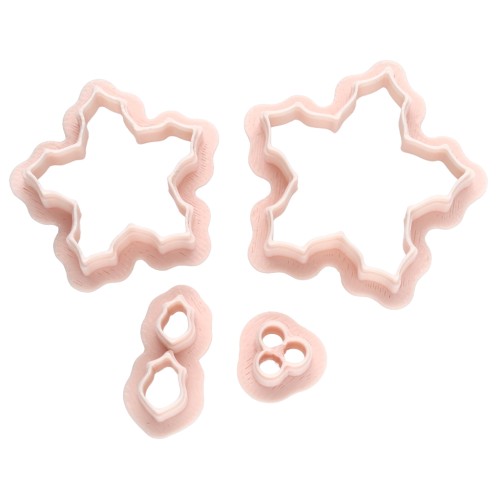 Set of 4 Christmas Flower Cookie Cutters, 29x31 mm, made of biodegradable polymer - Beige