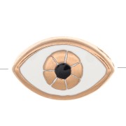 Perle oeil porte-bonheur 14.5x9 mm Cream/gold tone rose x1|raw }}