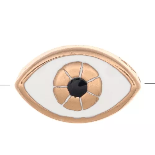Perle oeil porte-bonheur 14.5x9 mm Cream/gold tone rose x1