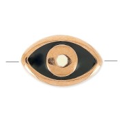 Perle oeil porte-bonheur 14.5x9 mm Noir/gold tone rose x1|raw }}