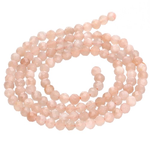 3.5 mm Faceted Round Beads, Dyed Quartz Gemstone - Sand, 38 cm