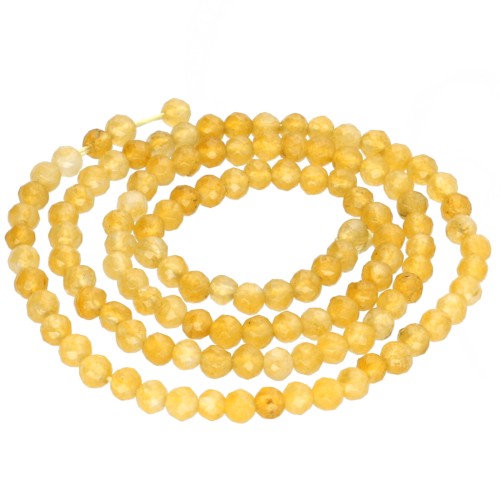 3.5 mm Round Faceted Beads, Dyed Agate Gemstone - Multi-Yellow, 36 cm