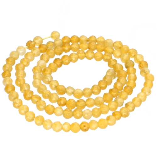 3.5 mm Round Faceted Beads, Dyed Agate Gemstone - Multi-Yellow, 36 cm