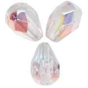 Faceted pear-shaped beads, 7x5 mm - Crystal AB x25