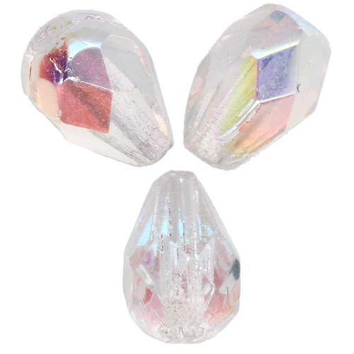 Faceted pear-shaped beads, 7x5 mm - Crystal AB x25