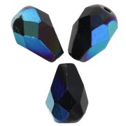 Faceted pear-shaped beads, 7x5 mm - Jet AB x25