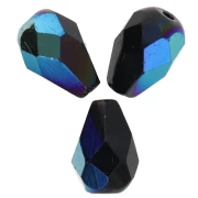Faceted pear-shaped beads, 7x5 mm - Jet AB x25