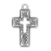 Cross charm 23x14 mm Antique Silver Plating x1|raw }}
