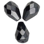 Jet - Faceted Pear-Shaped Beads, 10x7 mm - Jet Hematite x20 Faceted Pear-Shaped Beads, 10x7 mm - Jet Hematite x20
