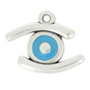 Charm lucky eye epoxy enamel 23 mm blue/antic silver tone x1|raw }}