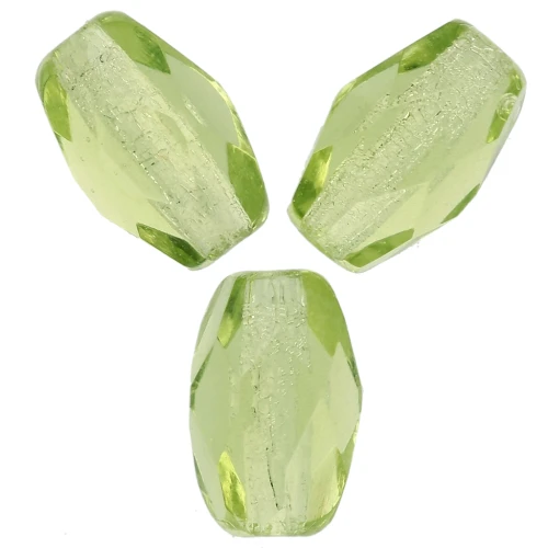 Faceted olive-shaped beads, 6x4 mm - Olivine x25
