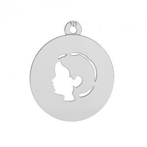 Round charm boy 16 mm en sterling Silver  x1