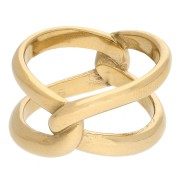 Ring with 2 Intertwined Bands - Size 58 - Gold-Plated 304 Stainless Steel x1|raw }}