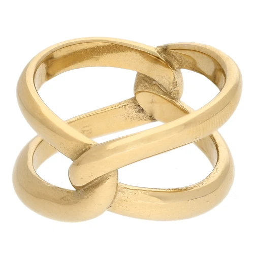 Ring with 2 Intertwined Bands - Size 58 - Gold-Plated 304 Stainless Steel x1
