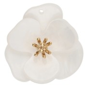 White - 30 mm Acrylic 3D Flower Pendants - Gold-Plated Stainless Steel - Marbled White (2-Pack) 30 mm Acrylic 3D Flower Pendants - Gold-Plated Stainless Steel - Marbled White (2-Pack)