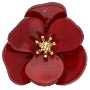 Red - 30 mm Acrylic 3D Flower Pendants - Gold-Plated Stainless Steel - Marbled Red (set of 2) 30 mm Acrylic 3D Flower Pendants - Gold-Plated Stainless Steel - Marbled Red (set of 2)