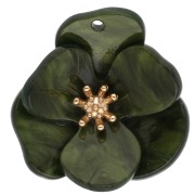 Khaki - 30 mm Acrylic 3D Flower Pendants - Gold-Plated Stainless Steel - Marbled Khaki (2-Pack) 30 mm Acrylic 3D Flower Pendants - Gold-Plated Stainless Steel - Marbled Khaki (2-Pack)