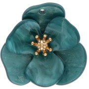 Blue - 30 mm Acrylic 3D Flower Pendants - Gold-Plated Stainless Steel - Marbled Blue (2-Pack) 30 mm Acrylic 3D Flower Pendants - Gold-Plated Stainless Steel - Marbled Blue (2-Pack)