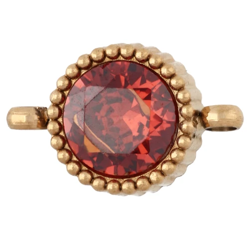 8 mm Round Spacer with Glass Cabochon - Gold-Plated 304 Stainless Steel - Hyacinth x1