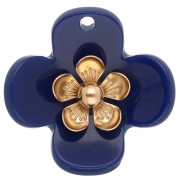 Dark blue - 26 mm Acrylic Flower Pendants - Gold-Plated Stainless Steel - Dark Blue (2-Pack) 26 mm Acrylic Flower Pendants - Gold-Plated Stainless Steel - Dark Blue (2-Pack)