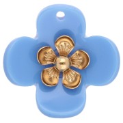 Sky Blue - 26 mm Acrylic Flower Pendants - Gold-Plated Stainless Steel - Sky Blue (2-Pack) 26 mm Acrylic Flower Pendants - Gold-Plated Stainless Steel - Sky Blue (2-Pack)