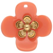 Orange - 26 mm Acrylic Flower Pendants - Gold-Plated Stainless Steel - Orange (2-Pack) 26 mm Acrylic Flower Pendants - Gold-Plated Stainless Steel - Orange (2-Pack)