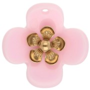 Light pink - 26 mm Acrylic Flower Pendants - Gold-Plated Stainless Steel - Light Pink (2) 26 mm Acrylic Flower Pendants - Gold-Plated Stainless Steel - Light Pink (2)
