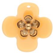Saffron - 26 mm Acrylic Flower Pendants - Gold-Plated Stainless Steel - Saffron x2 26 mm Acrylic Flower Pendants - Gold-Plated Stainless Steel - Saffron x2