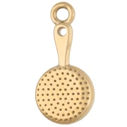 Frying Pan and Fried Egg Pendant, 21x10 mm - Gold-Plated 304 Stainless Steel - White - Yellow