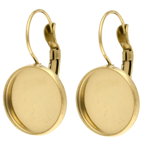 14 mm Cabochon Stud Earrings - Gold-Plated 304 Stainless Steel x2