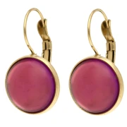 14 mm Cabochon Stud Earrings - Gold-Plated 304 Stainless Steel (2-Pack)