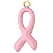 Light pink - Awareness Ribbon Charm, 14x6 mm, Epoxy, 316L Stainless Steel, Gold-Plated - Light Pink Awareness Ribbon Charm, 14x6 mm, Epoxy, 316L Stainless Steel, Gold-Plated - Light Pink