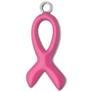 None - Awareness Ribbon Charm, 14x6 mm, Epoxy - 316L Stainless Steel - Fuchsia x1 Awareness Ribbon Charm, 14x6 mm, Epoxy - 316L Stainless Steel - Fuchsia x1