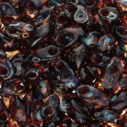 Long Miyuki Magatama 4x7 mm LMA-4502 - Transparent Dark Topaz Picasso x10g