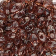 Long Miyuki Magatama 4x7 mm LMA-4505 - Transparent Light Smoky Topaz Picasso x10g
