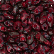Long Miyuki Magatama 4x7 mm LMA-4513 - Opaque Red Picasso x10g
