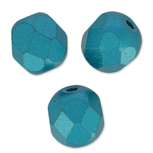 Fire Polished faceted round beads 6mm Alabaster Pastel Emerald x25