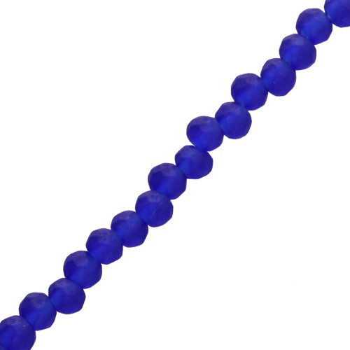 Faceted rondelle beads - flattened round - 3.5x3 mm Dark Blue Frosted x31 cm