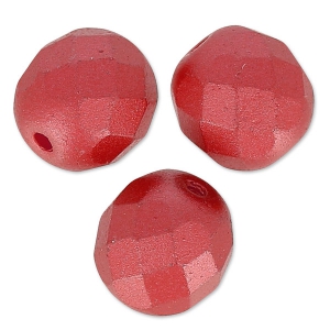 Fire Polished faceted round beads 8mm Pastel Dark Coral x20