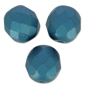 Fire Polished faceted round beads 8mm Pastel Petrol x20