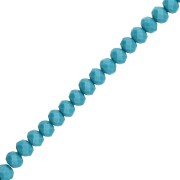 Faceted rondelle beads - flattened rounds - 8x6.5 mm - Dark Turquoise x41 cm