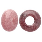 Round Bead with Large Hole - 14mm Gemstone-Look Donuts - Strawberry Quartz x1|raw }}