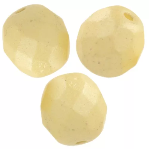 Fire Polished faceted round beads 8mm Pastel Yellow Pearl x20
