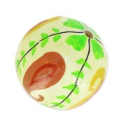 Wooden round bead 19mm Cream/green x1|raw }}