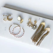 Gift - Gold-Plated Stainless Steel Earrings - Random Shape and Size (Set of 2)