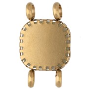 15 mm Square Spacer with Floral Design - Gold-Plated 304 Stainless Steel - Dyed Lapis Lazuli