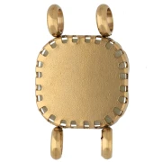 15 mm Square Spacer with Floral Design - Gold-Plated 304 Stainless Steel - Dyed Lapis Lazuli
