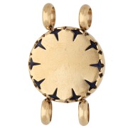 15 mm Round Spacer with Floral Design - Gold-Plated 304 Stainless Steel - Dyed Lapis Lazuli