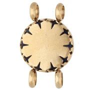 15 mm Round Spacer with Floral Design - Gold-Plated 304 Stainless Steel - Dyed Lapis Lazuli